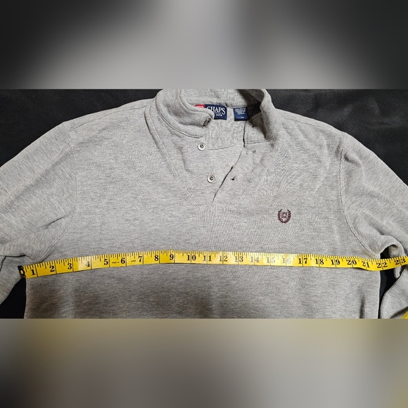 Chaps Men’s Sweater Medium Gray Pullover Buttons Fall Warm - Picture 6 of 8